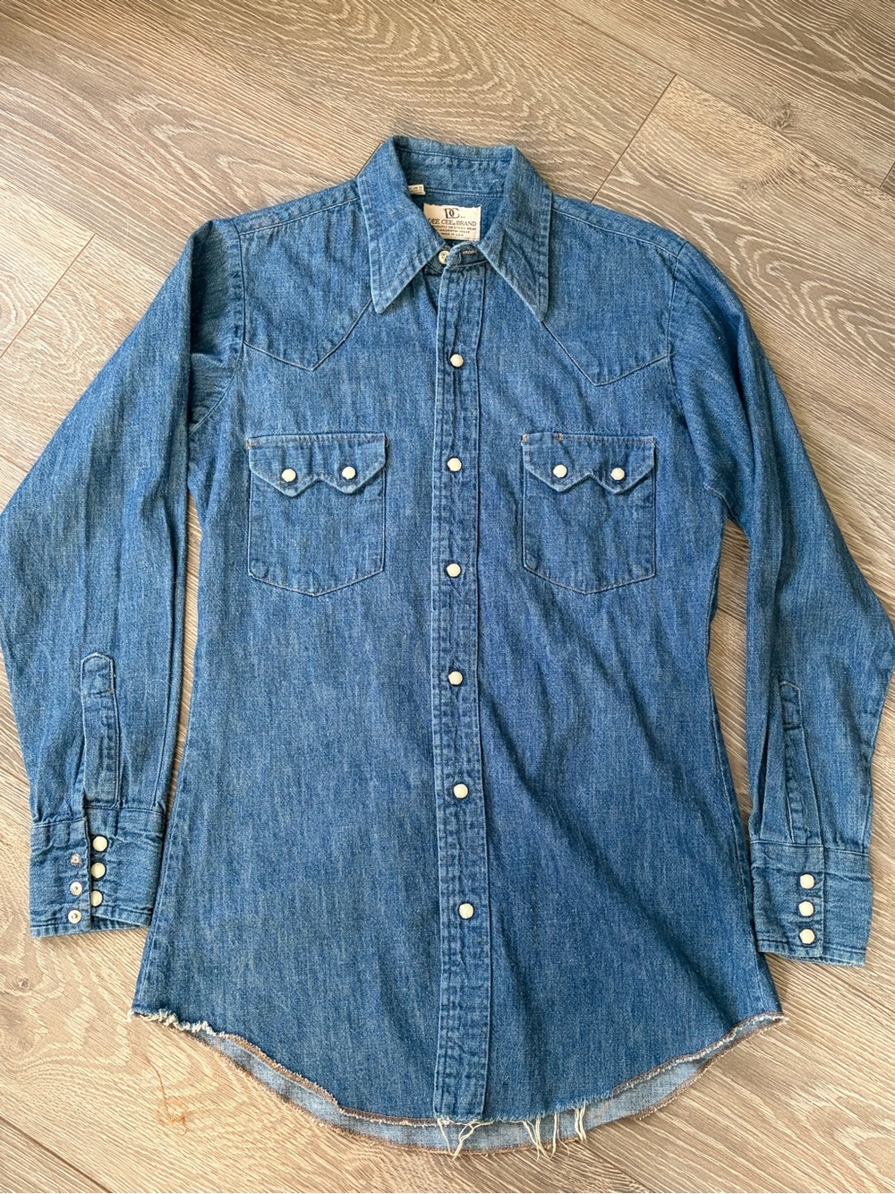 ✨VTG✨ 70s DeeCee Sawtooth Denim Pearl Snap Western Workwear L/S Top